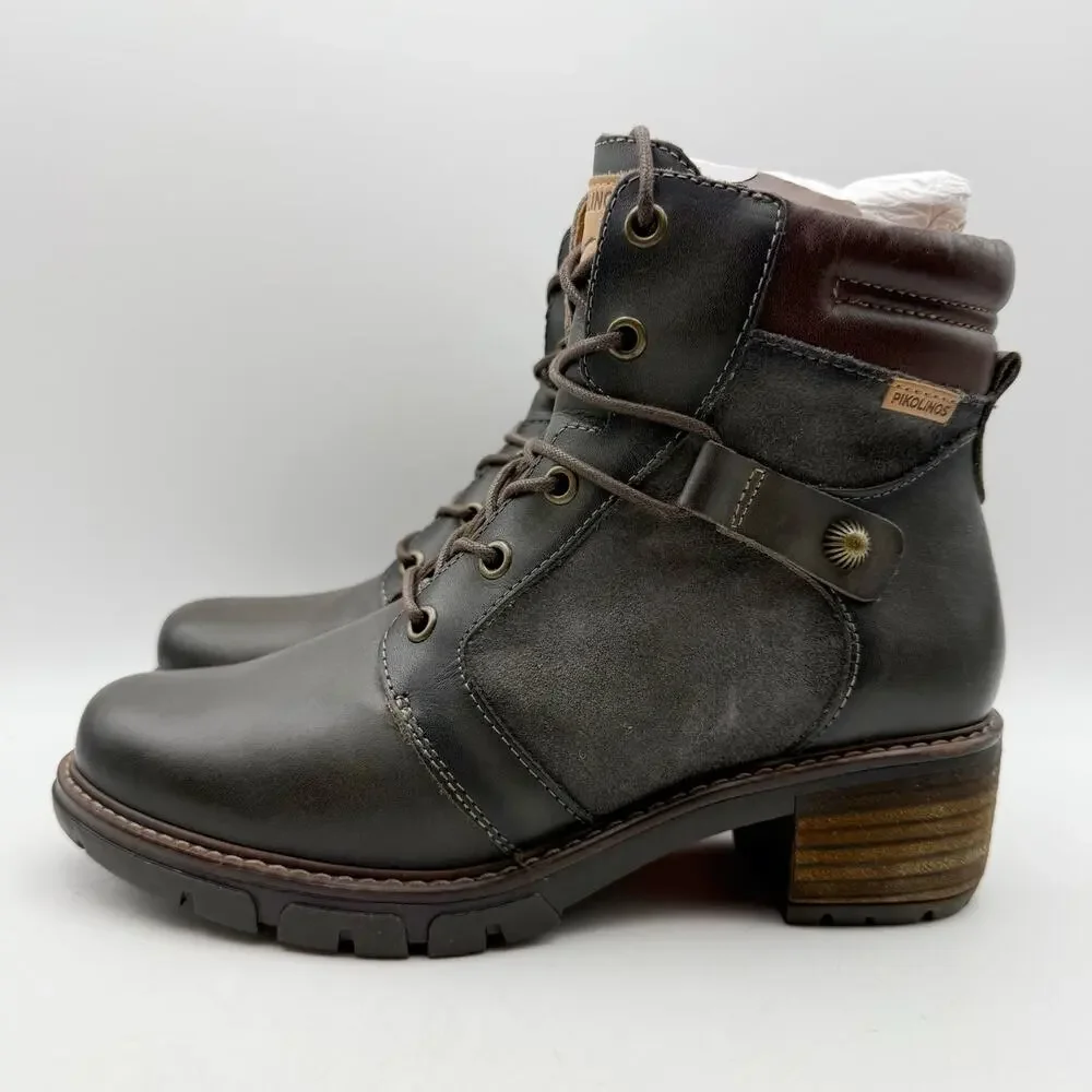 Pikolinos Womens San Sebastian Boots EU 36 US 5.5-6 Grey Calfskin Leather NWOB
